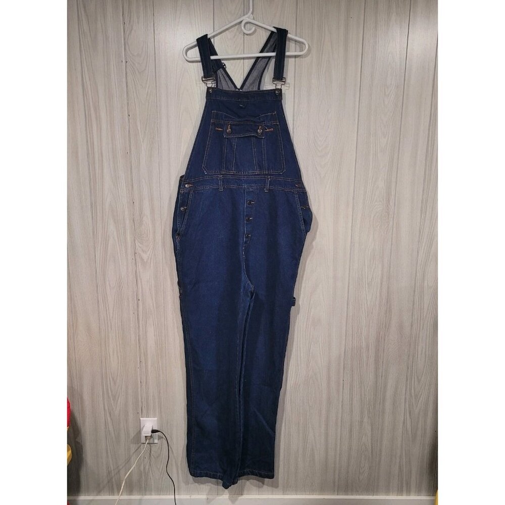 Vintage Roundy Ridge Bib Denim Blue Jean Carpenter Overalls Size 40